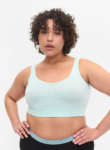 Stretchy seamless bra, Fair Aqua, Model image number 0
