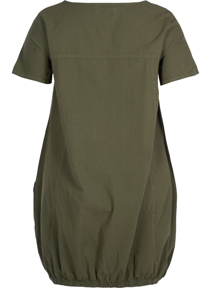 Short-sleeved cotton dress, Green, Packshot image number 1