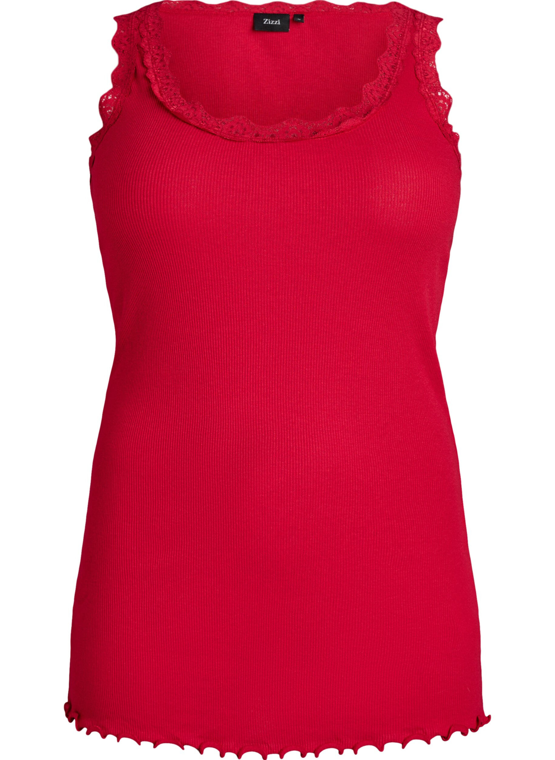 Zizzifashion Top with lace trim, Red, Packshot image number 0