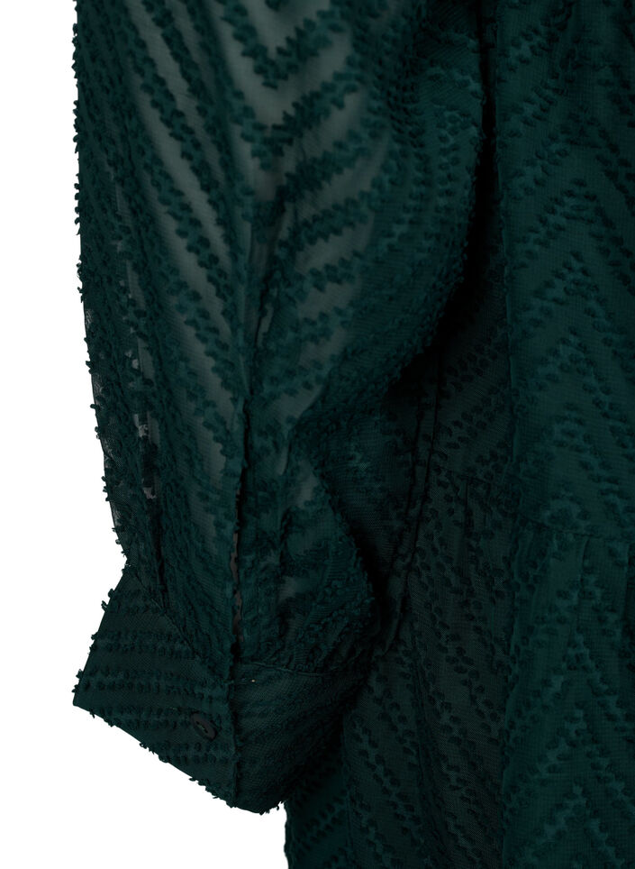 Textured short dress with a ruffle collar, Scarab, Packshot image number 3