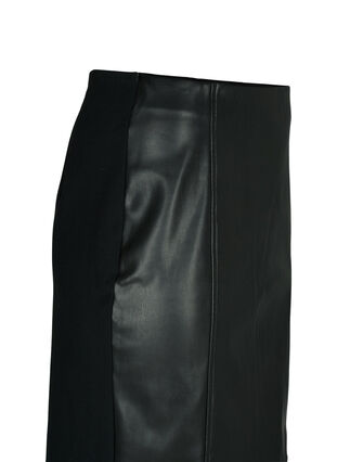Close-fitting skirt with faux leather, Black, Packshot image number 2