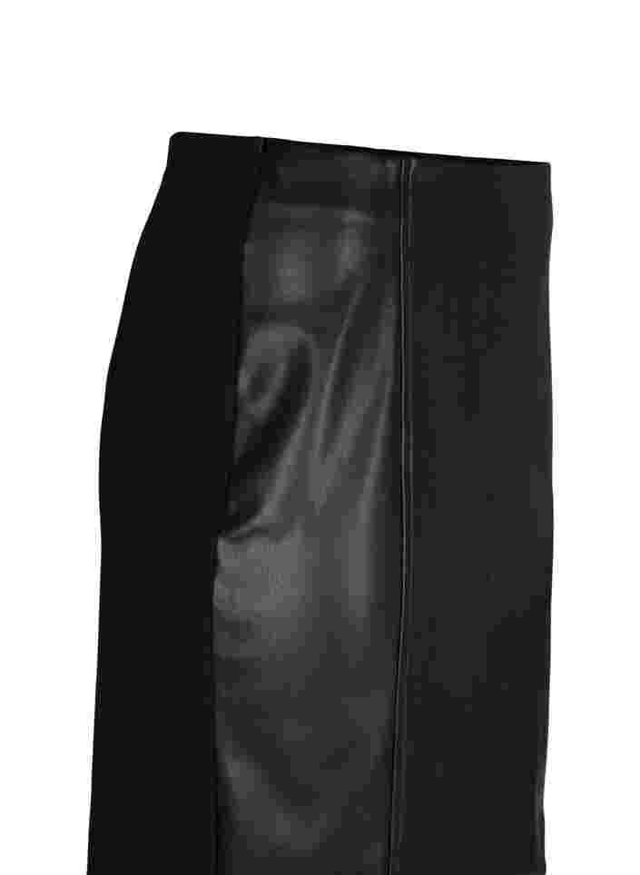 Close-fitting skirt with faux leather, Black, Packshot image number 2