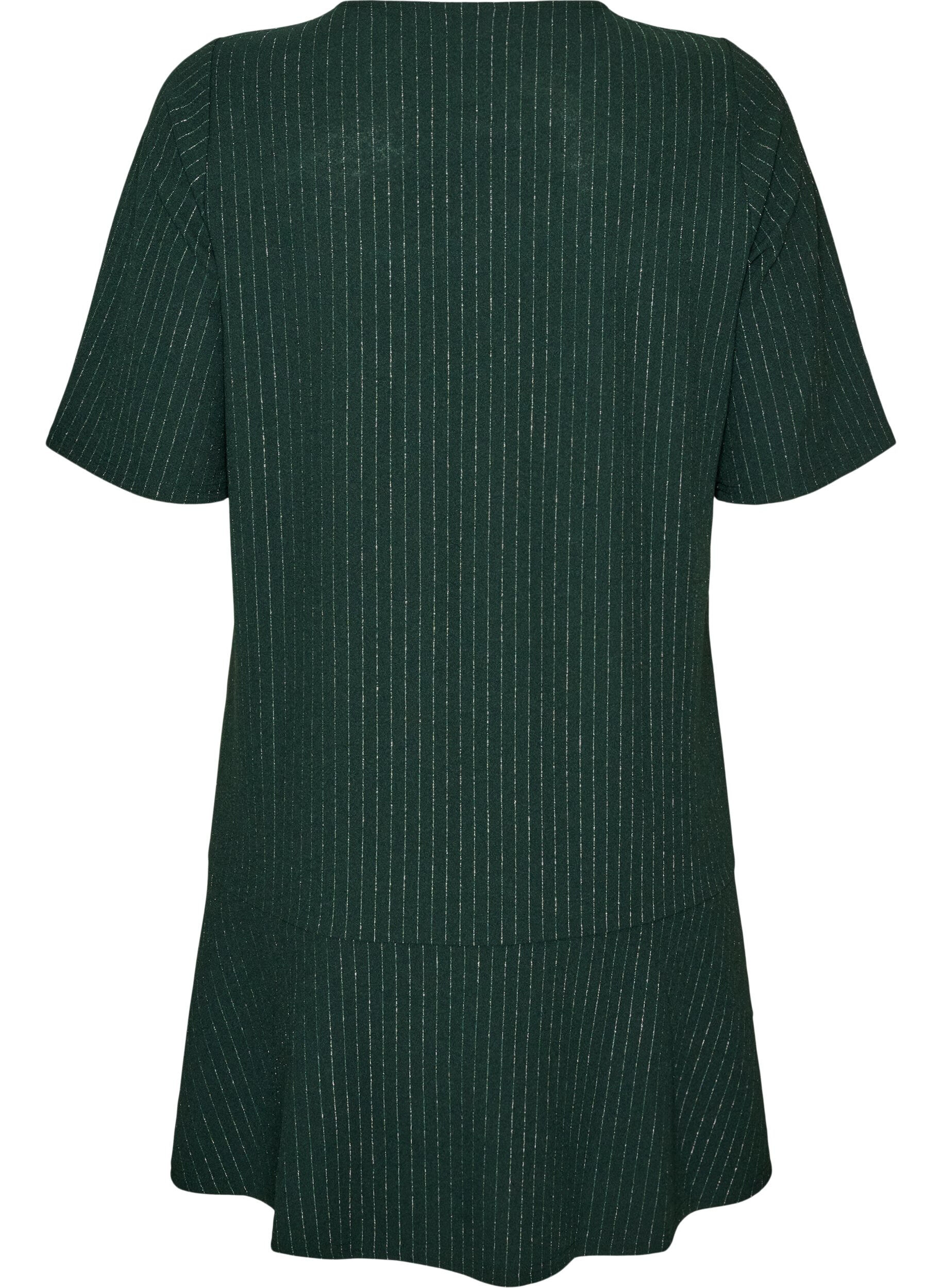 ZizzifashionShort A-line dress with glitter stripes, Green, Packshot image number 1