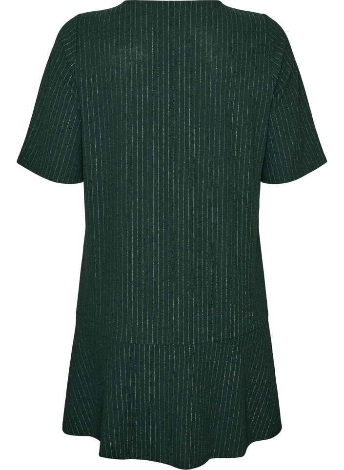 Short A-line dress with glitter stripes, Green, Packshot image number 1