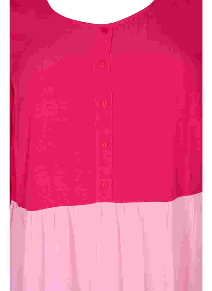 Viscose tunic with colour-block, Rose Green Block, Packshot image number 2