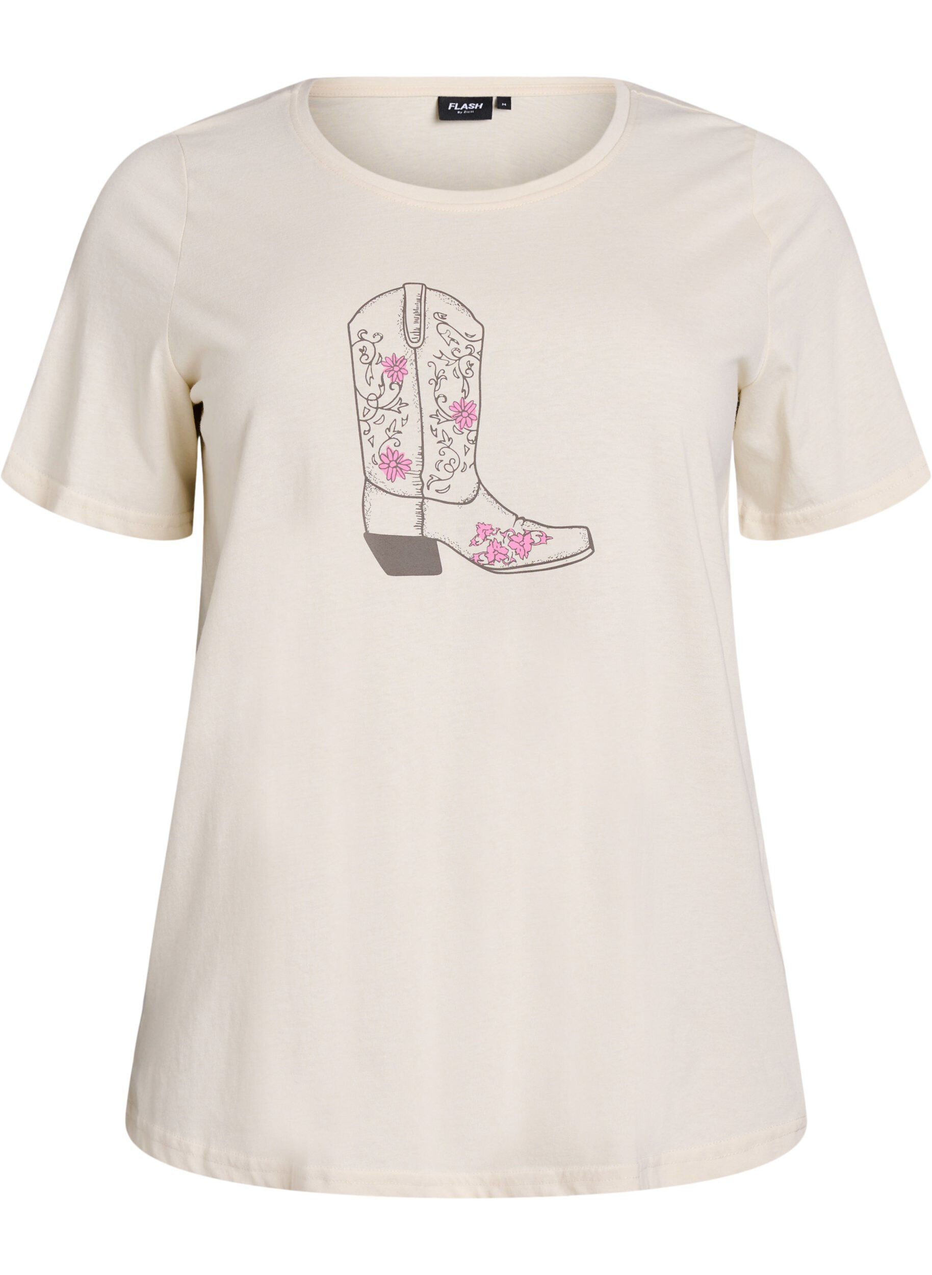 Zizzifashion FLASH - T-shirt with print, Beige, Packshot image number 0