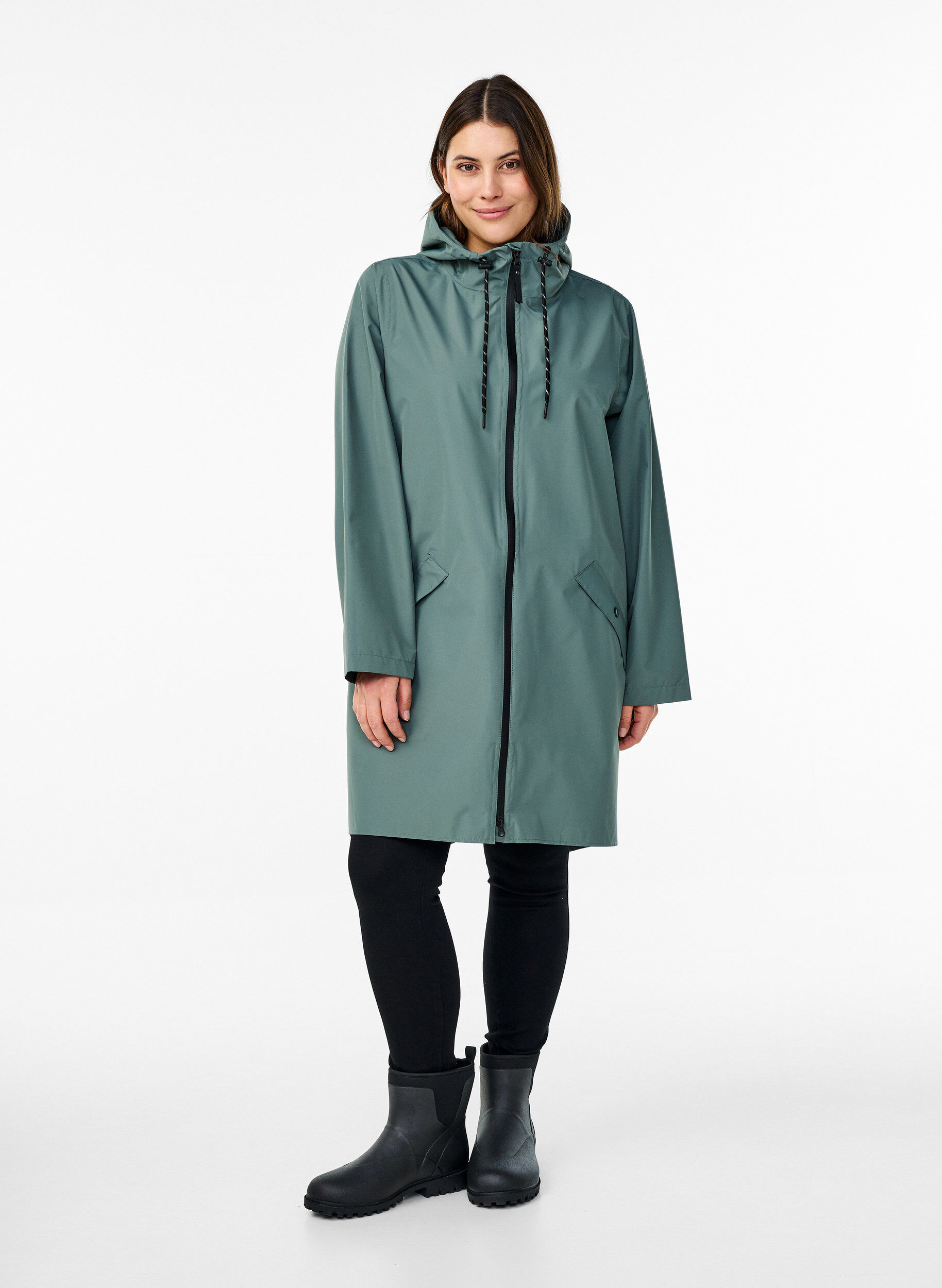 Zizzifashion Rain jacket with pockets and hood, Green, Model image number 1