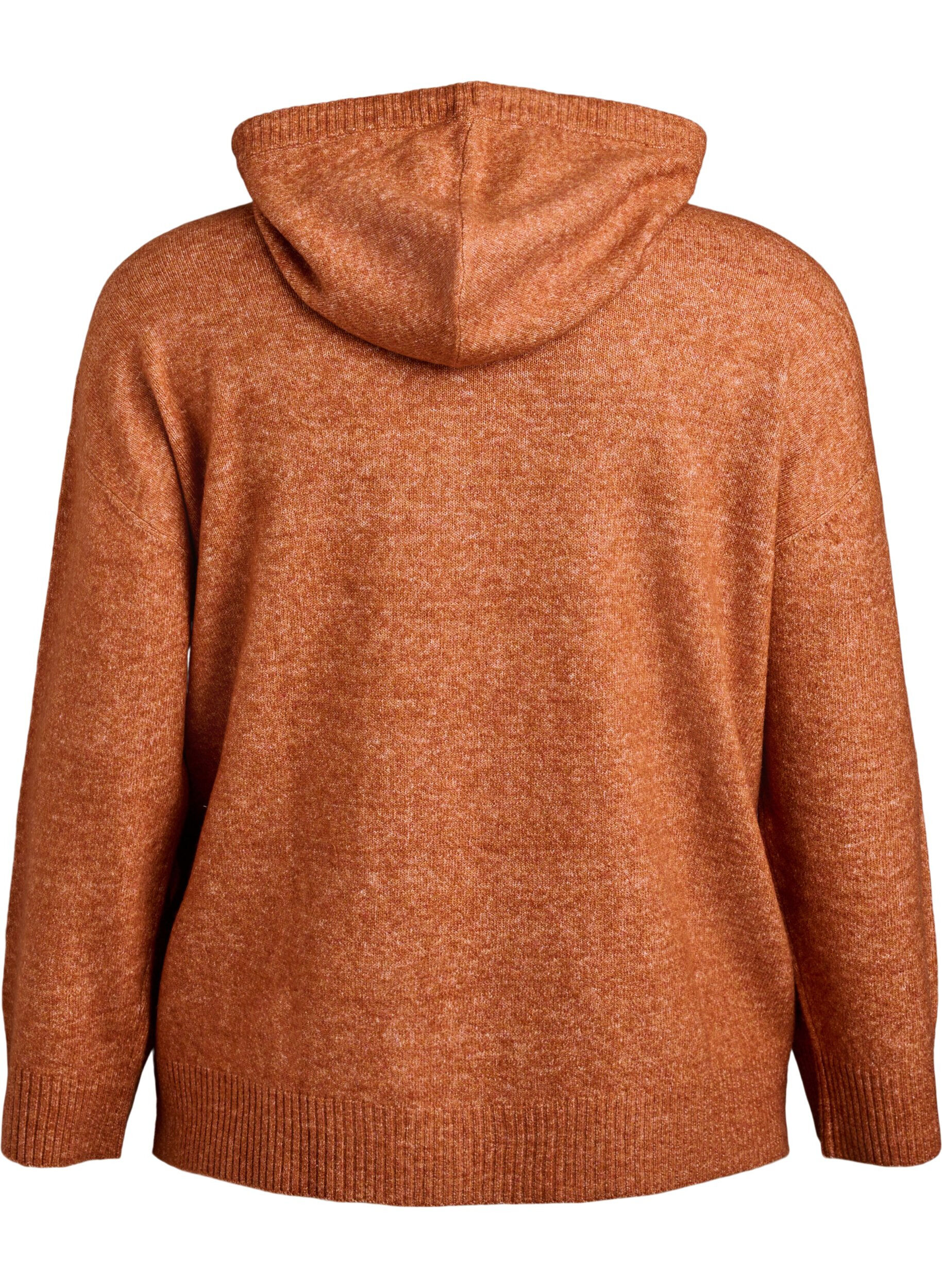 Zizzifashion Knitted hoodie, Orange, Packshot image number 1