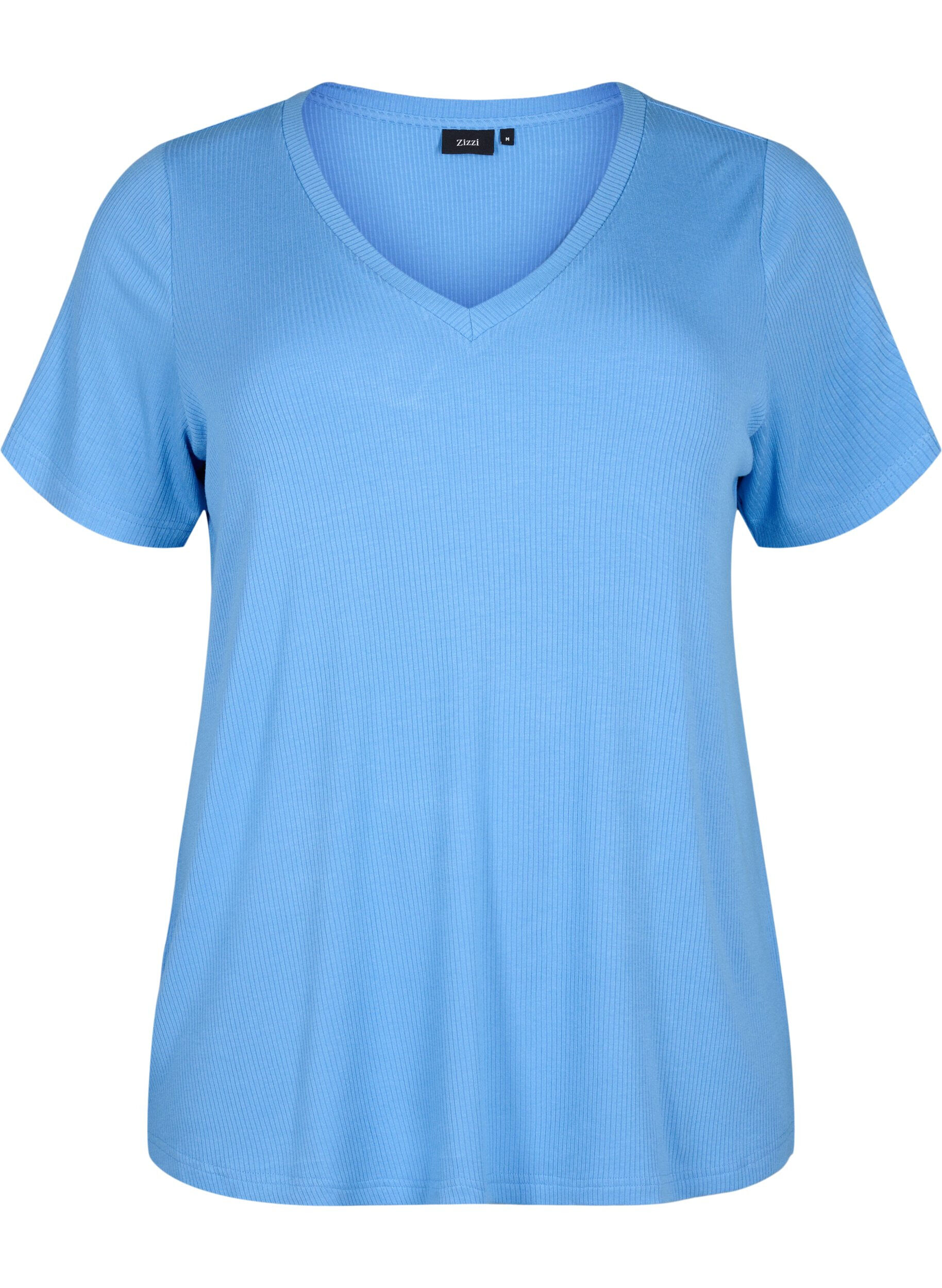Zizzifashion Ribbed T-shirt with LENZING&trade; ECOVERO&trade; Viscose, Marina, Packshot image number 0