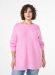 Knitted jumper with a diagonal pattern and raglan sleeves, Pink, Model image number 0