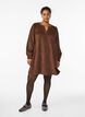 Short velvet dress with long sleeves, Brown, Model image number 1