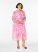 Floral chiffon dress with ruffles and long sleeves, Pink, Model image number 0