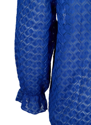 Long-sleeved blouse with patterned texture, Deep Ultramarine, Packshot image number 3