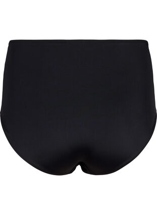 Solid color bikini bottom with high waist, Black, Packshot image number 1