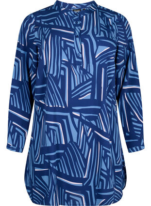 FLASH - Dotted tunic with long sleeves, Medieval Blue AOP, Packshot image number 0