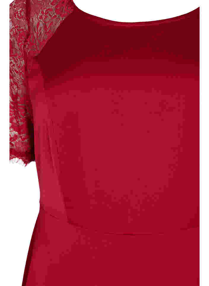 Midi dress with short lace sleeves, Rhubarb, Packshot image number 2