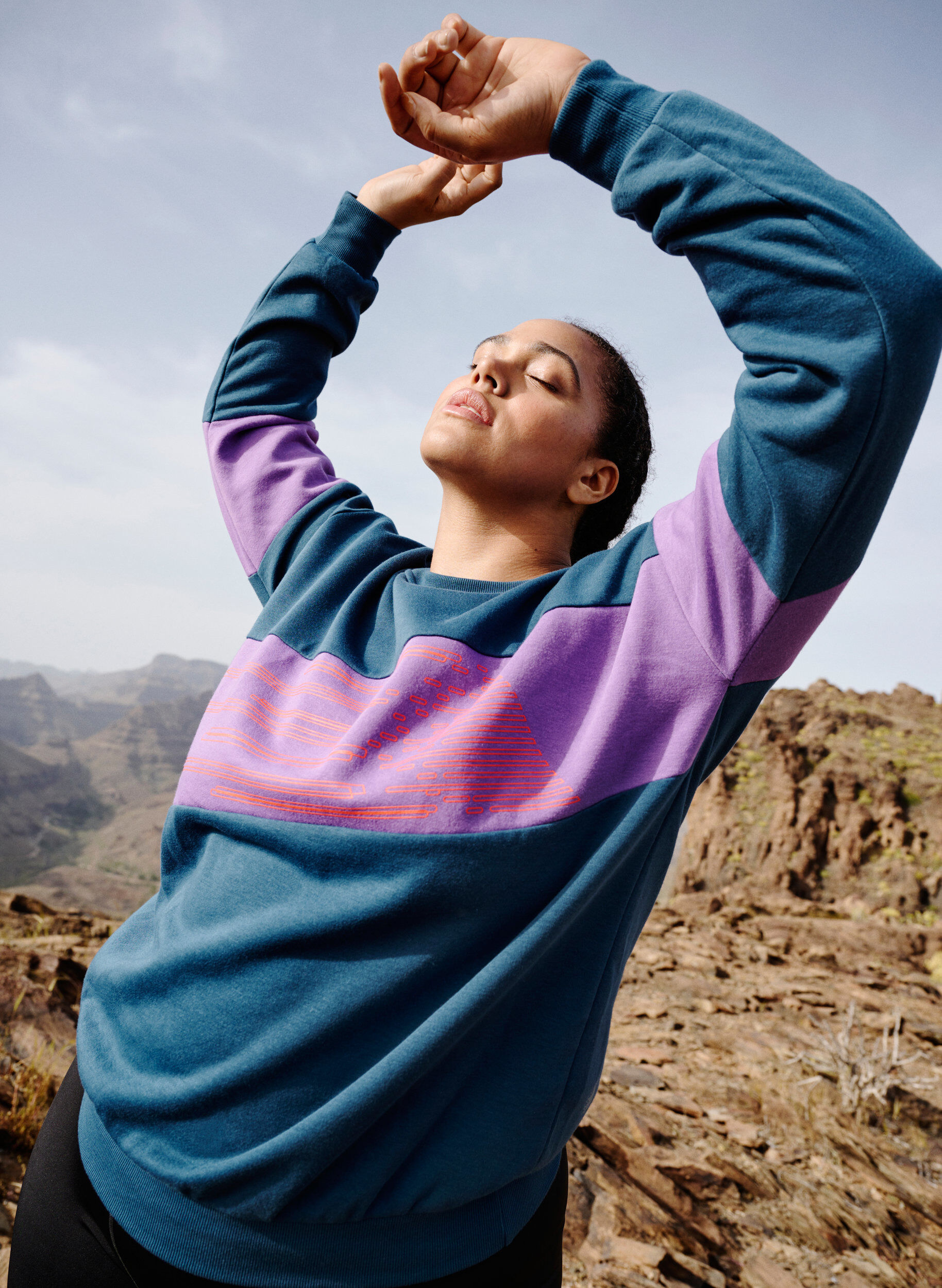 Zizzifashion Sweatshirt with sporty print, Blue Wing Teal Comb, Image image number 0