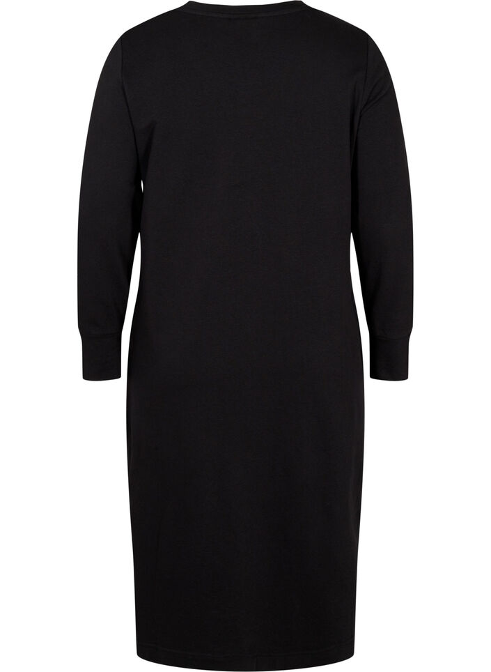 Cotton sweater dress with pockets, Black, Packshot image number 1
