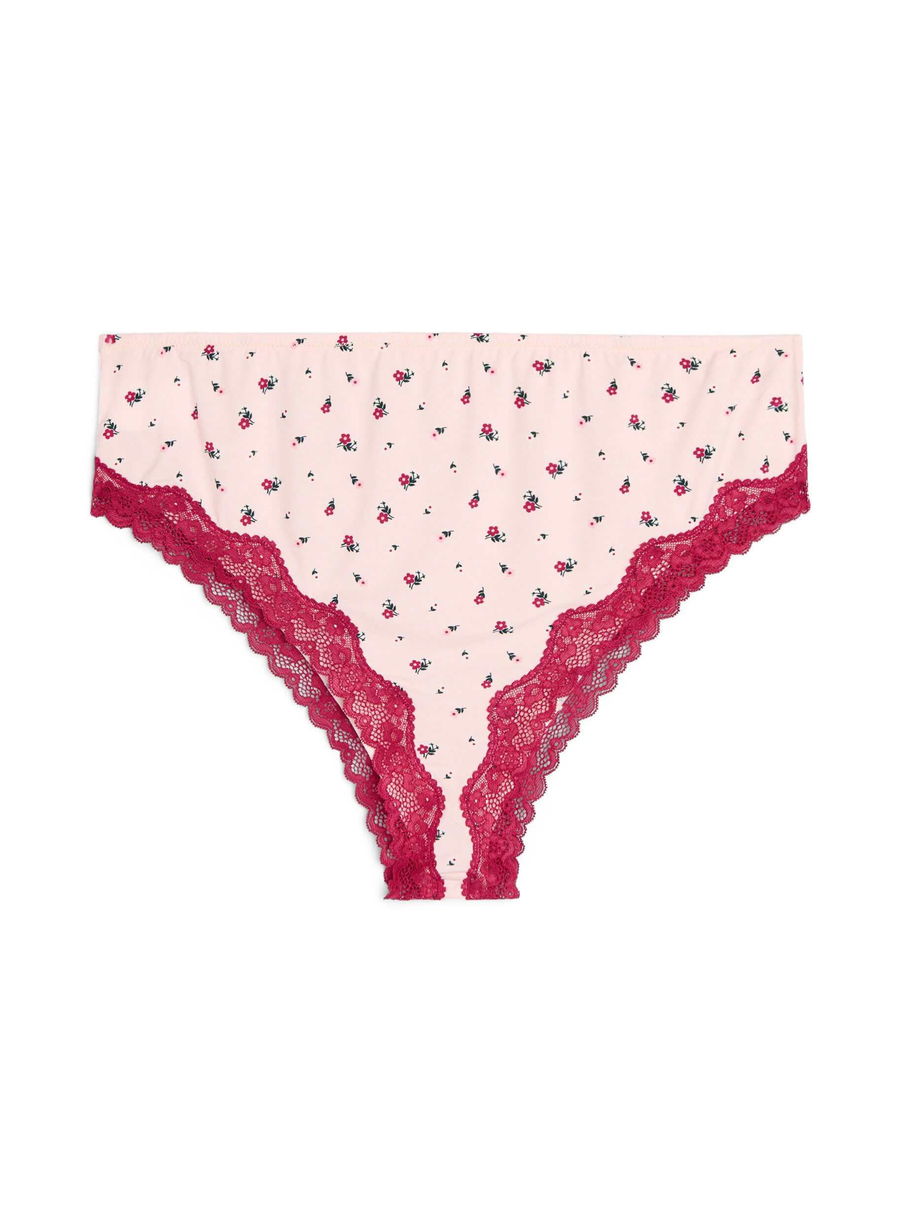 ZizzifashionBrazilian panties with floral print and lace, Rose, Packshot image number 1