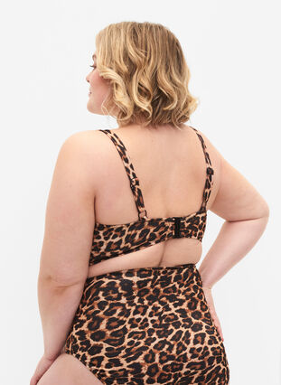 Leopard print bikini bra with thong detail, Autentic Leopard, Model image number 1