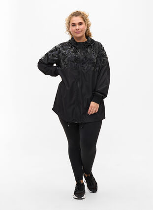 Hooded exercise jacket with pockets, Black, Model image number 3