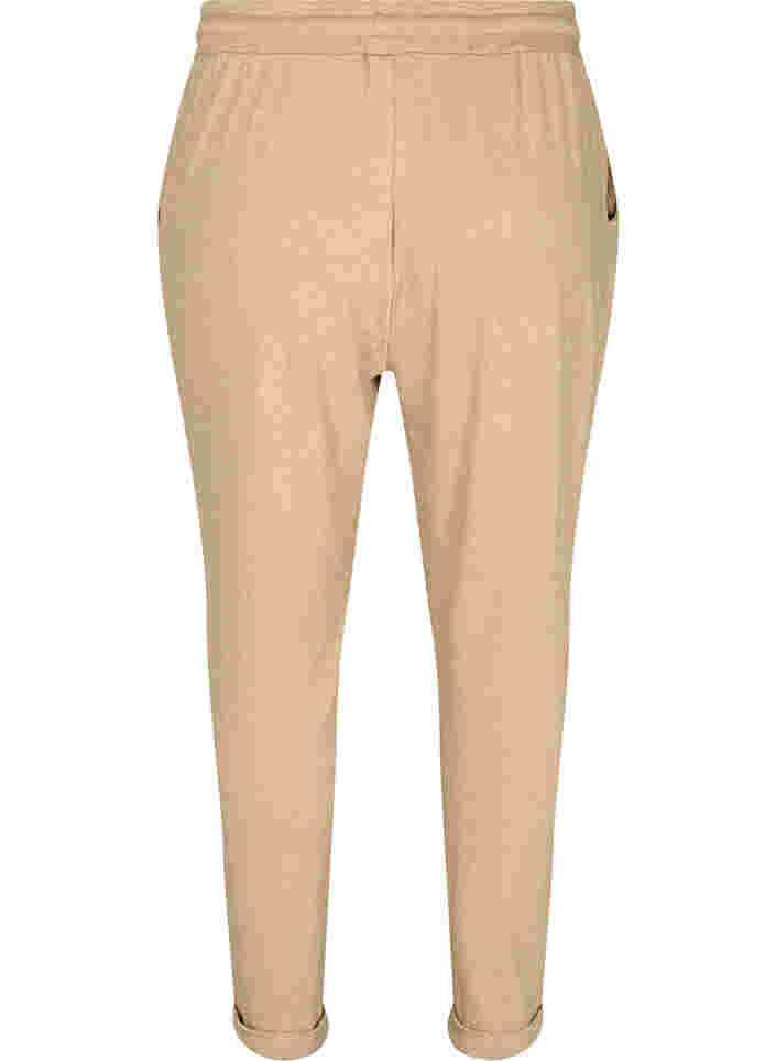 Marled trousers with drawstring and pockets, Beige Melange, Packshot image number 1