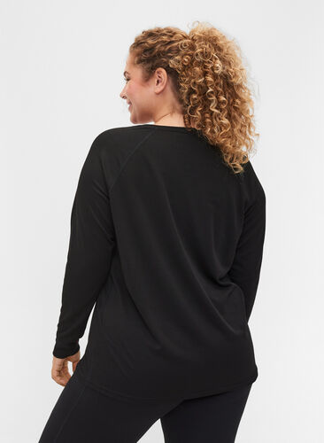 Ski base layers top with long sleeves, Black, Model image number 1