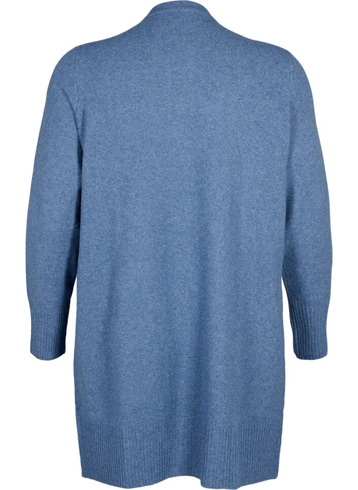 Ribbed Knit Cardigan with Pockets, Blue, Packshot image number 1