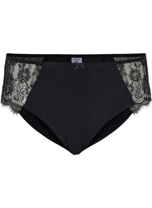 Knickers with lace and lurex, Black, Packshot image number 0