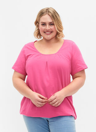 Short sleeve cotton t-shirt, Shocking Pink, Model image number 0
