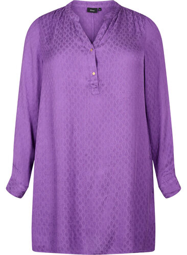 Viscose tunic with tone-on-tone pattern, Lavender Violet, Packshot image number 0