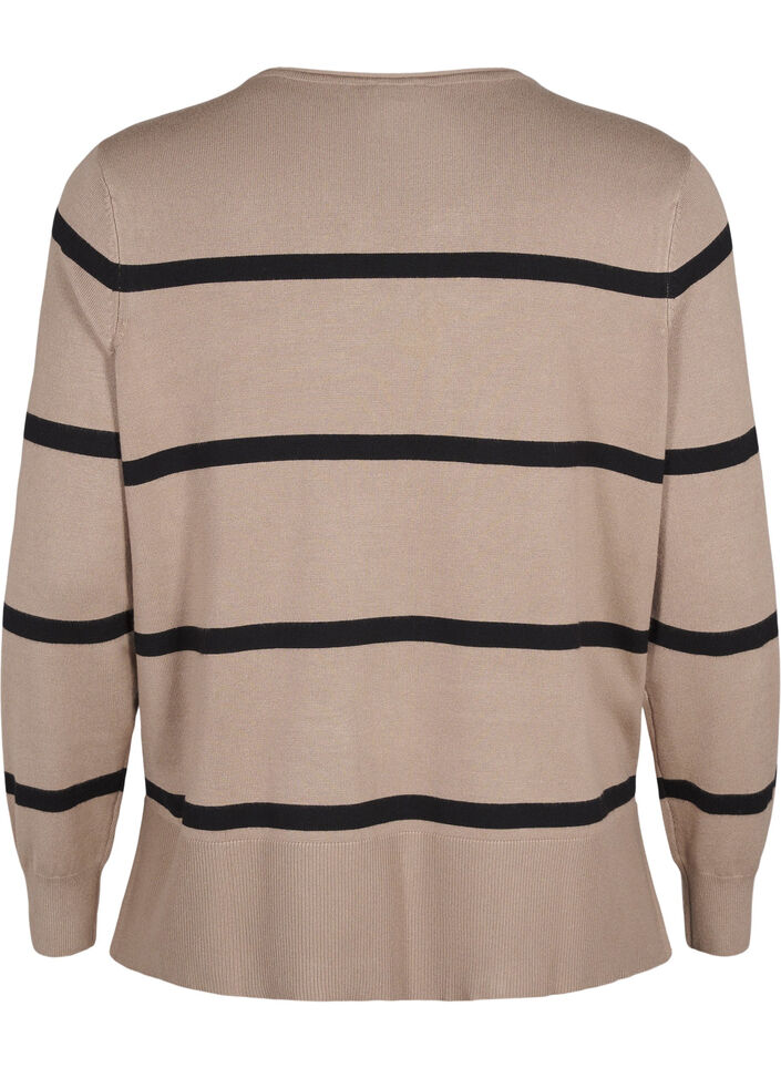 Knitted viscose blouse with stripes, Grey, Packshot image number 1