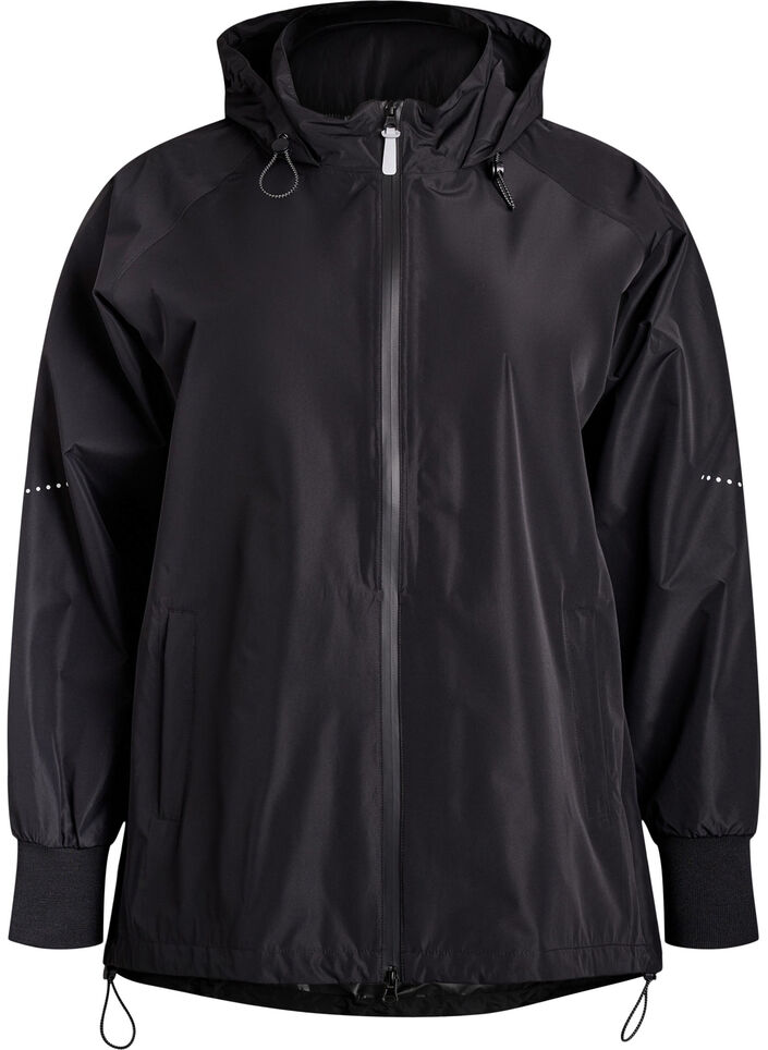 Rain jacket with reflective details, Black, Packshot image number 0