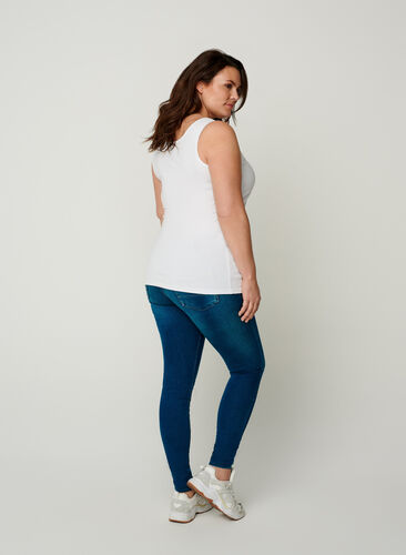Solid colour basic top, Bright White, Model image number 1