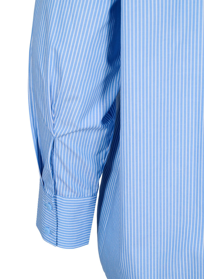 Loose long-sleeved shirt with stripes, Light Blue, Packshot image number 3