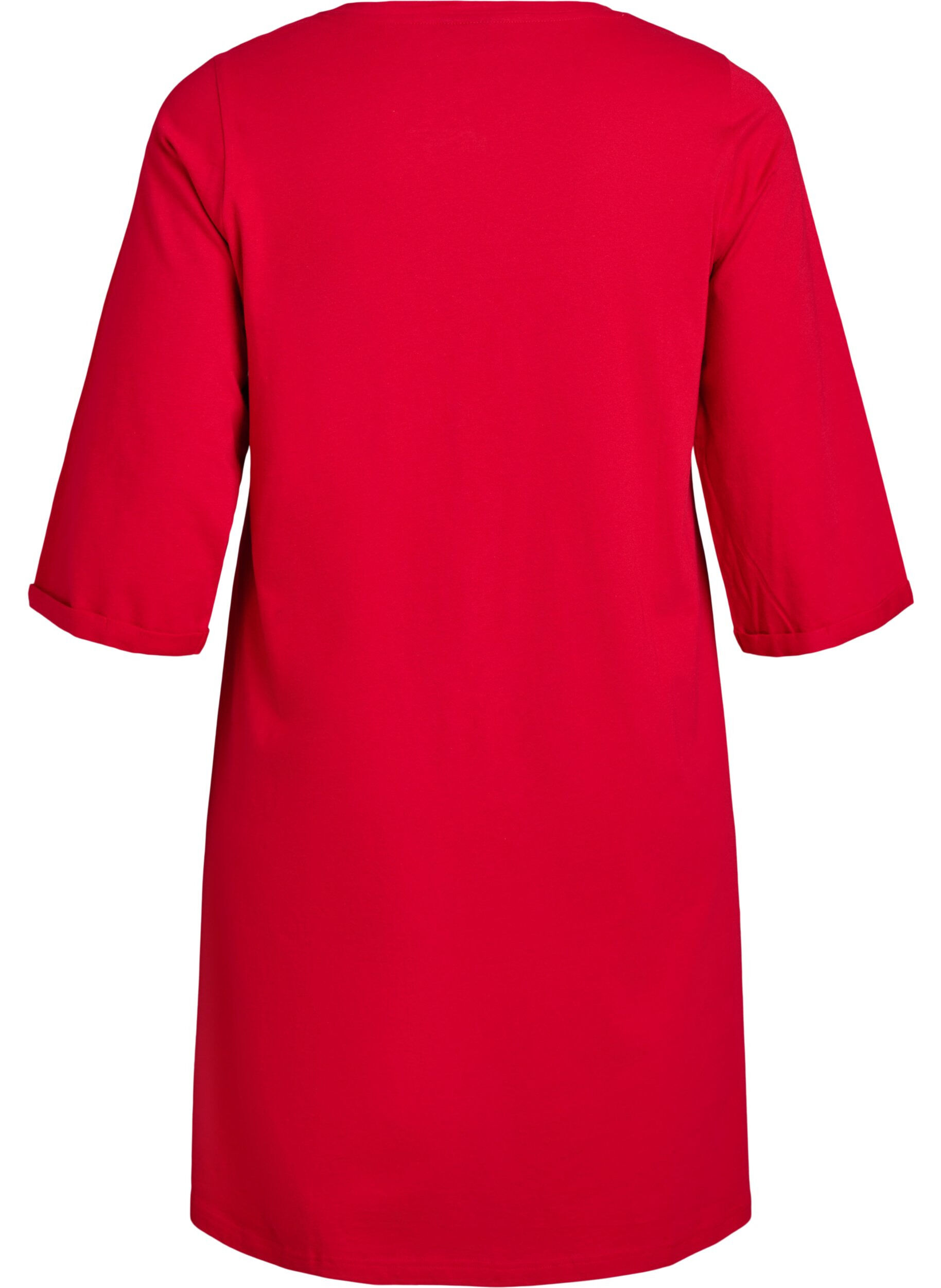 Zizzifashion Nightdress in organic cotton with Christmas motif, Red, Packshot image number 1