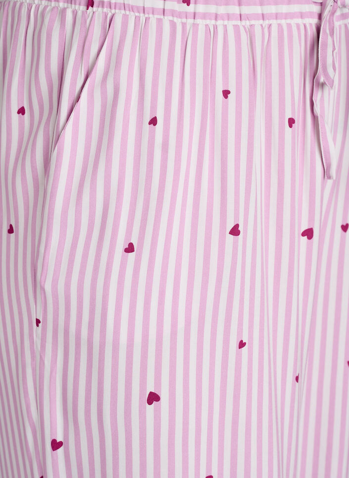 Loose night trousers with stripes and hearts, Rose, Packshot image number 2