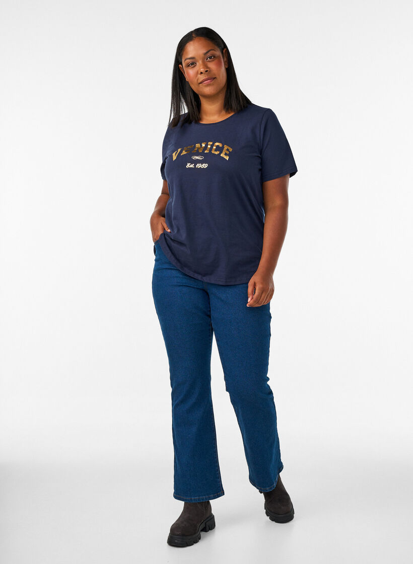 T-shirt with motif, Blue, Model image number 1