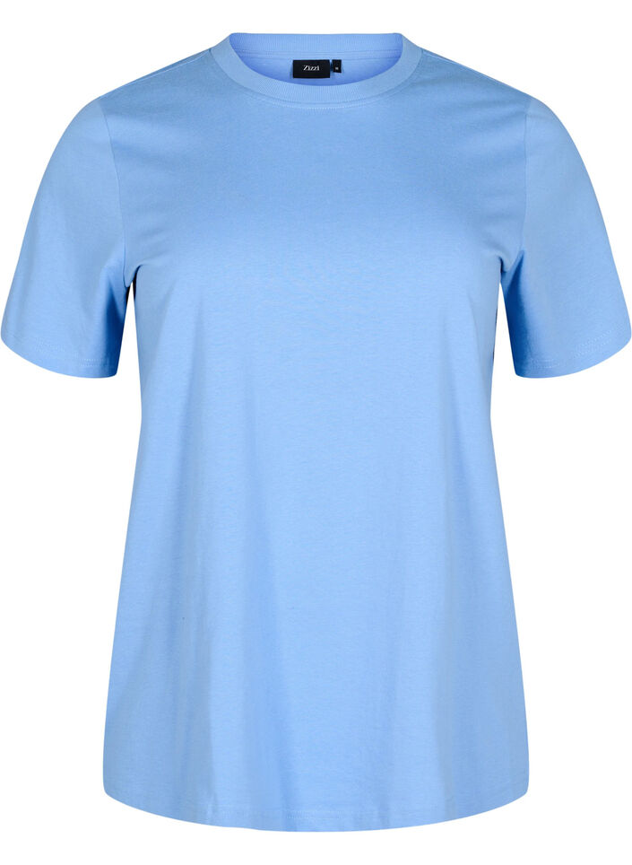 Basic cotton T-shirt with round neck, Light Blue, Packshot image number 0