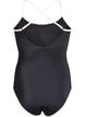 Sports swimsuit with contrast trim and criss-cross straps, Black, Packshot image number 1