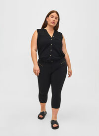 Close-fitting capri trousers in viscose blend, Black, Model