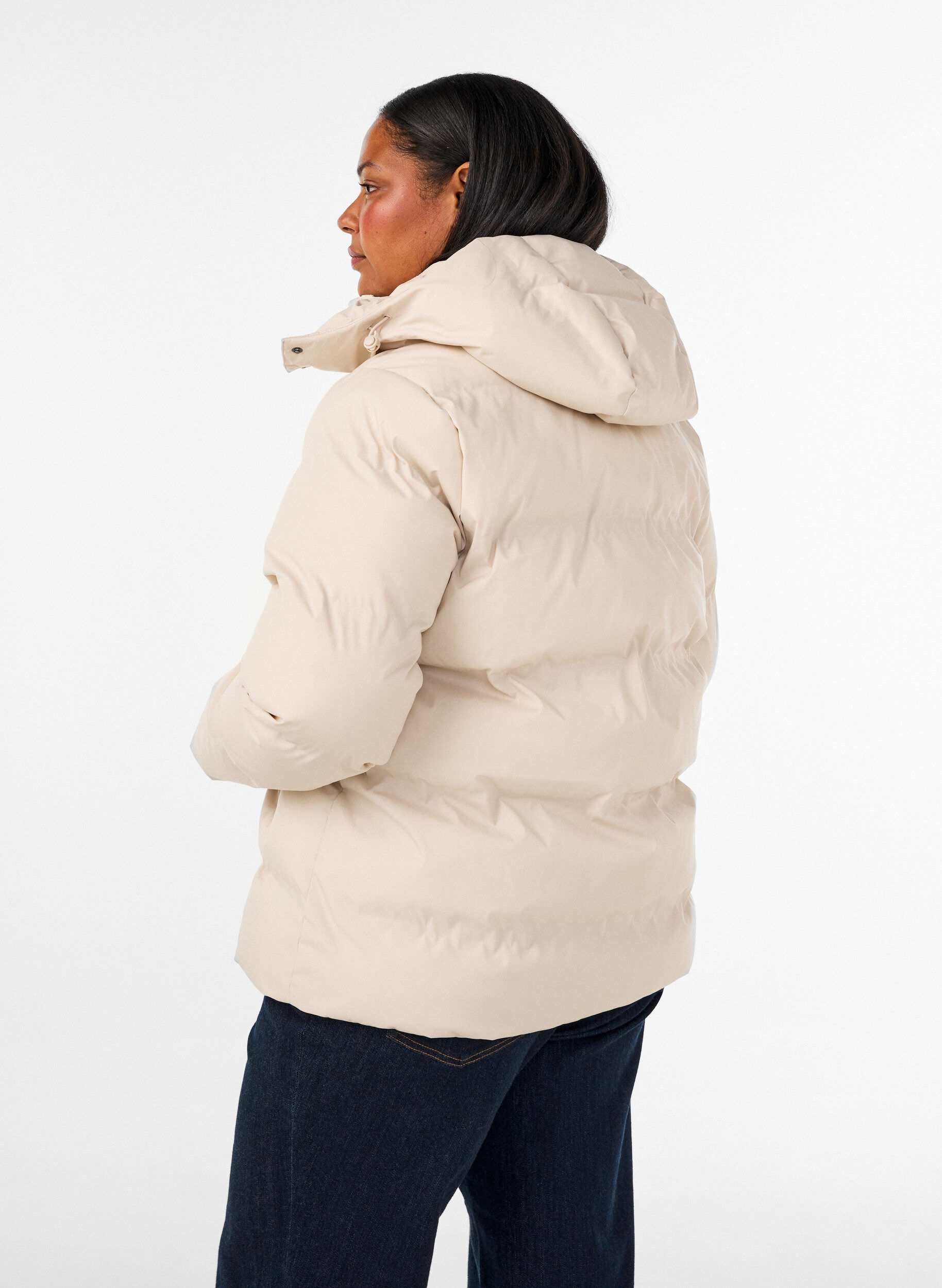 ZizzifashionShort puffer jacket with detachable hood, Vanilla, Model image number 2