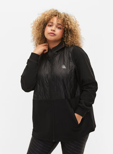 Sports jacket with pockets and hood, Black, Model image number 0