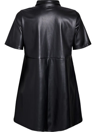 Short dress in faux leather with an A-line shape - Black - Sz. XL - Zizzifashion Short dress in faux leather with an A-line shape - Black - Sz. XL - Zizzifashion