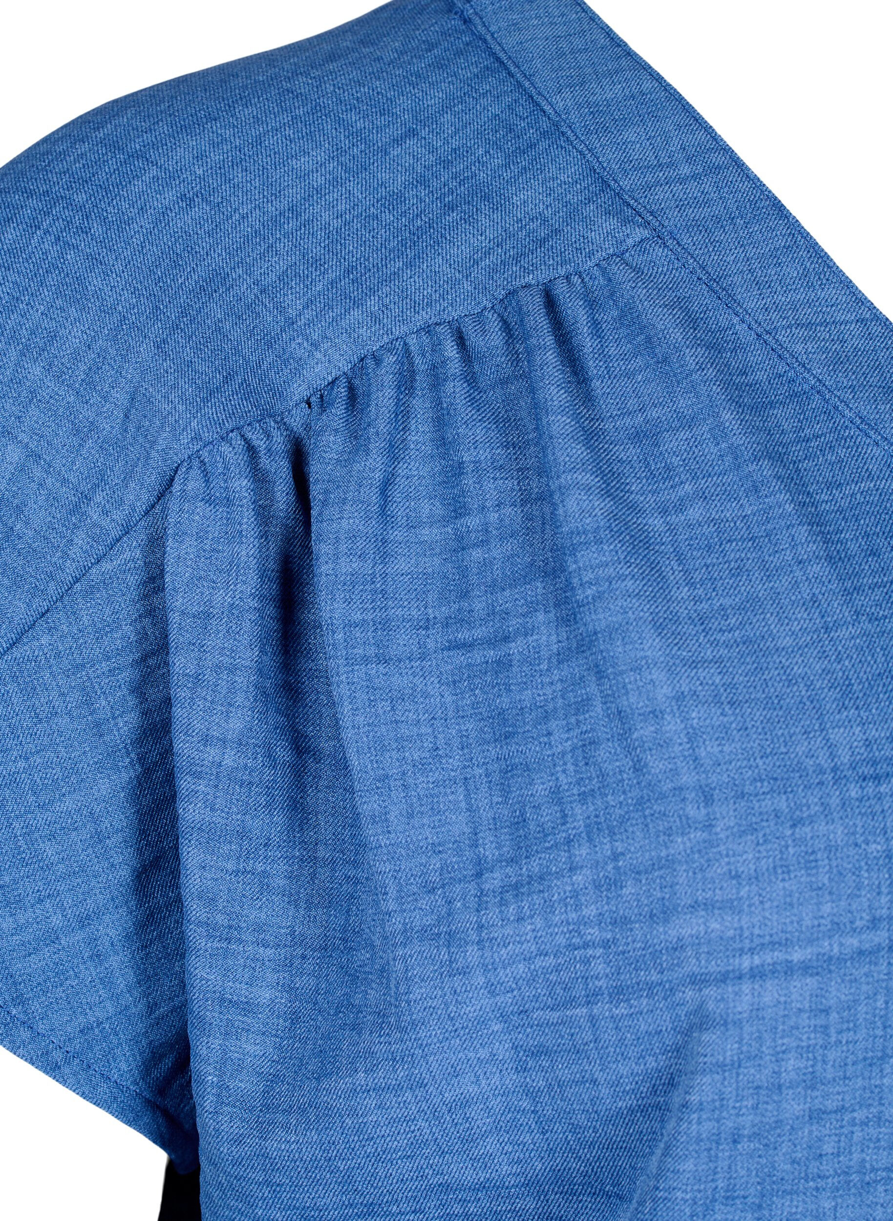 ZizzifashionV-neck shirt blouse with short sleeves, Blue, Packshot image number 3