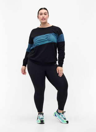 Sweatshirt with sporty print, Black Comb, Model image number 2
