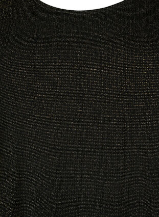 Short-sleeved viscose blouse with glitter, Black Shimmer, Packshot image number 2
