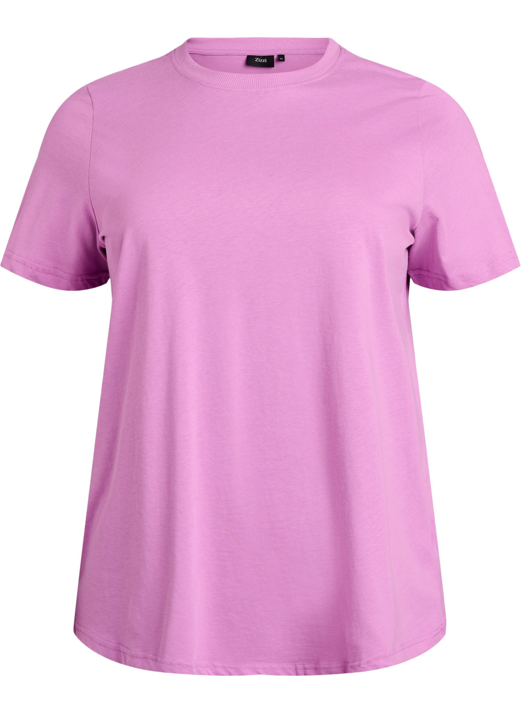 Zizzifashion Basic cotton T-shirt with round neck, Purple, Packshot image number 0