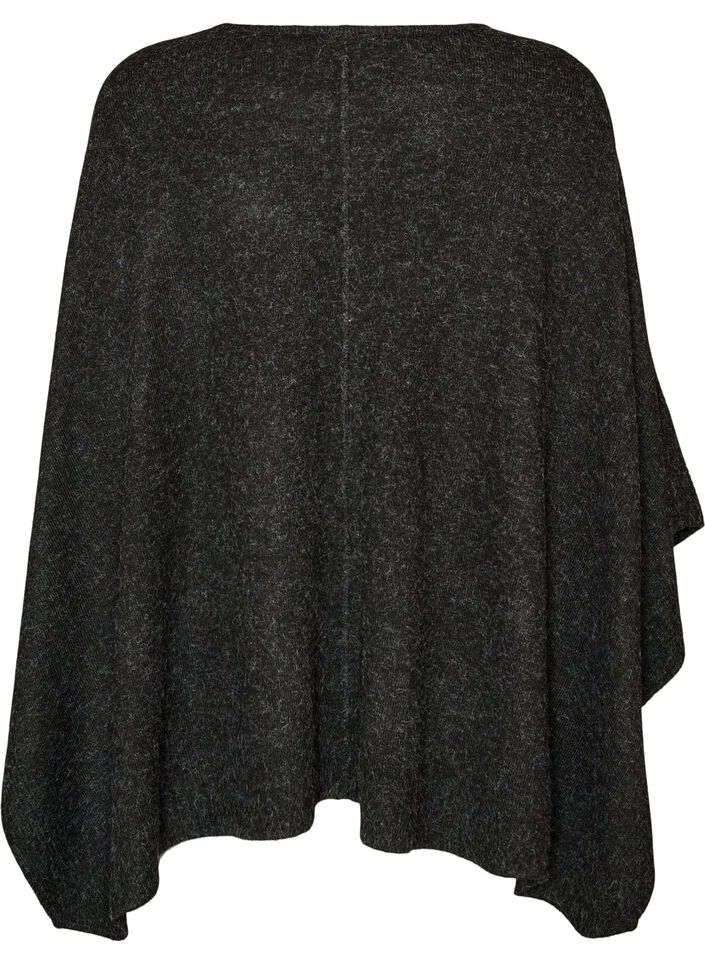 Round neck knitted poncho, Dark Grey, Packshot image number 1