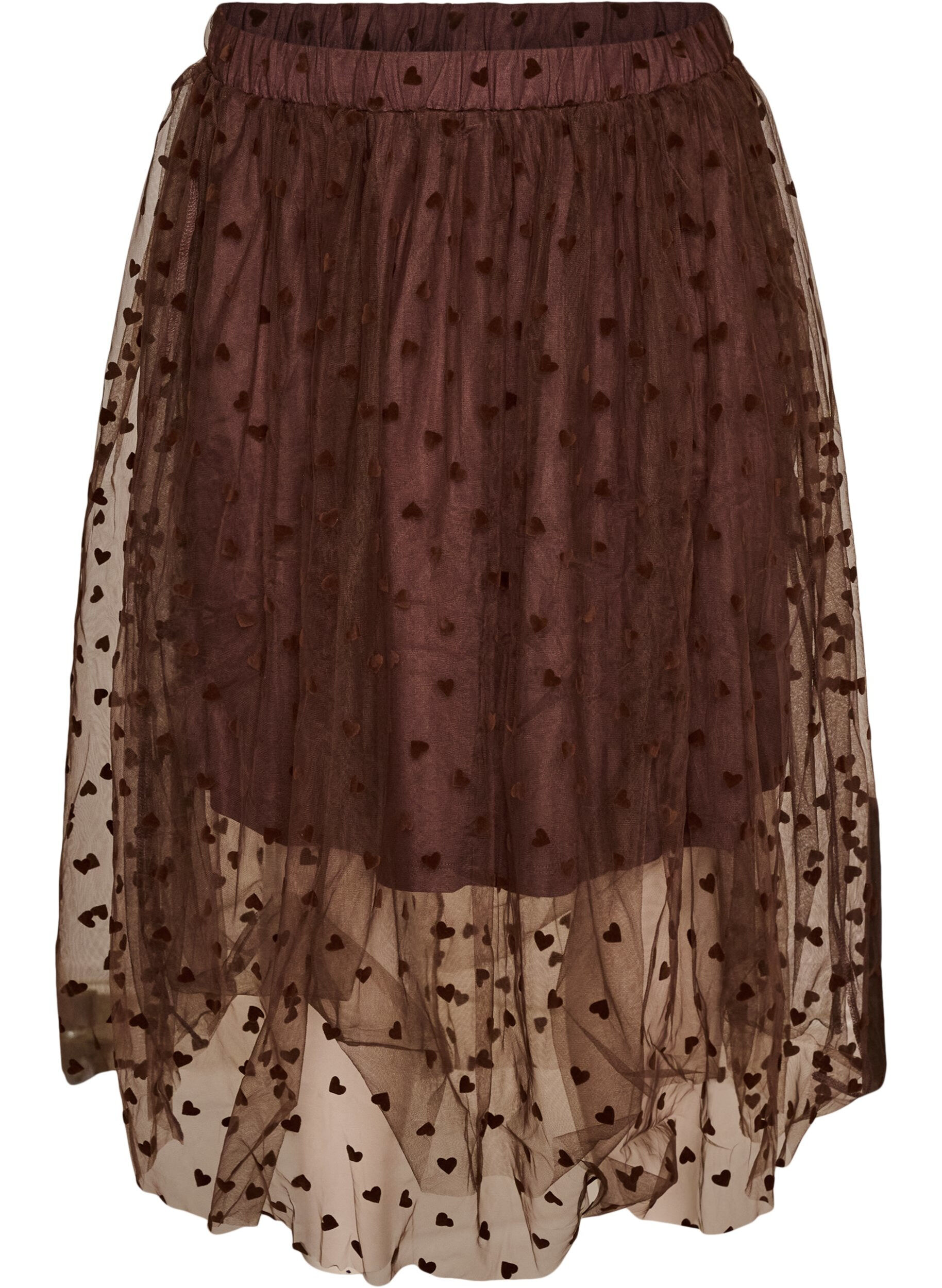 Midi tulle skirt with hearts